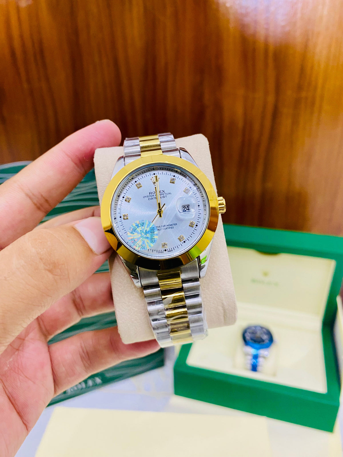 Tow Tone White Stone Dial With Date Function Premium Quality
