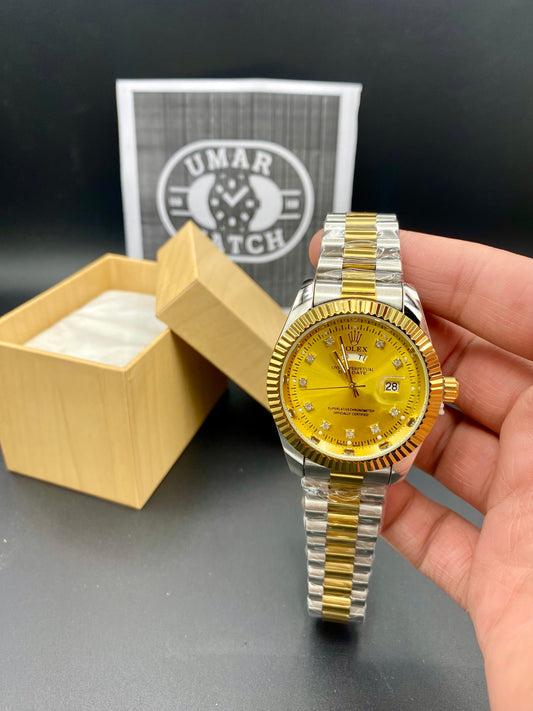 Tow Tone Golden Premium Day & Date Men’s Watch – Classic Design