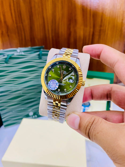 Tow Tone Green With Jubili Chain Premium Quality