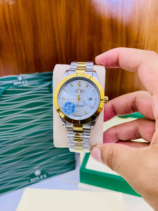 Tow Tone White Stone Dial With Date Function Premium Quality